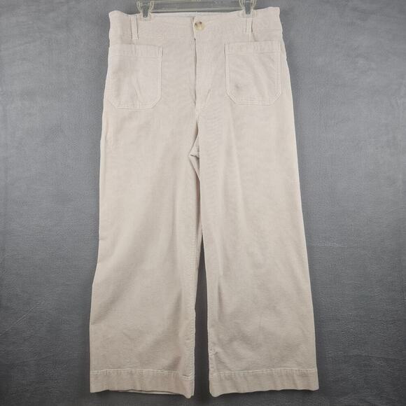 Maeve Pants - Maeve Anthropologie TheColette Corduroy Pants Women Cropped Wide Leg Cream Sz 32